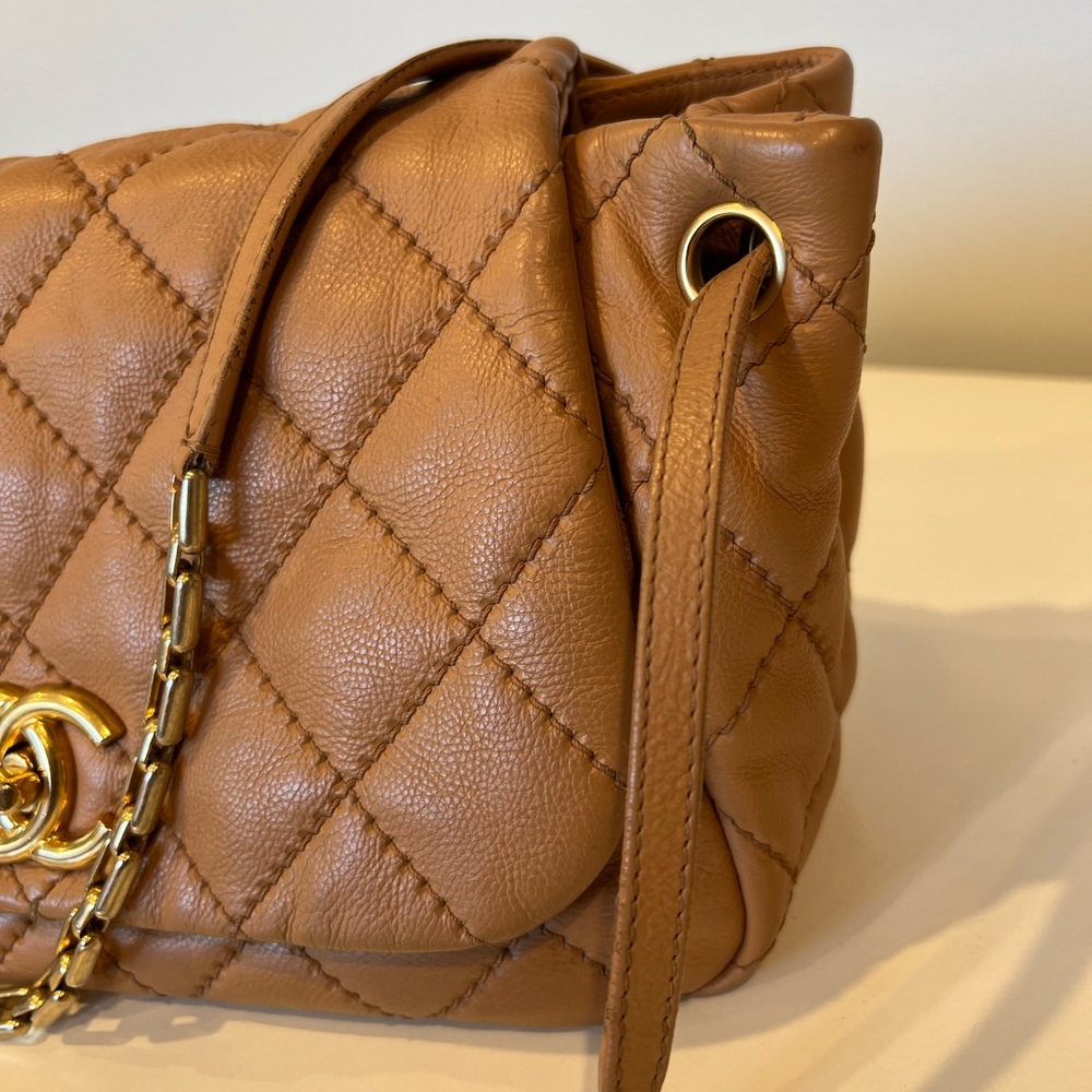 Sold🔥CHANEL QUILTED TAUPE ACCORDION SINGLE FLAP BAG - Picture 12 of 17